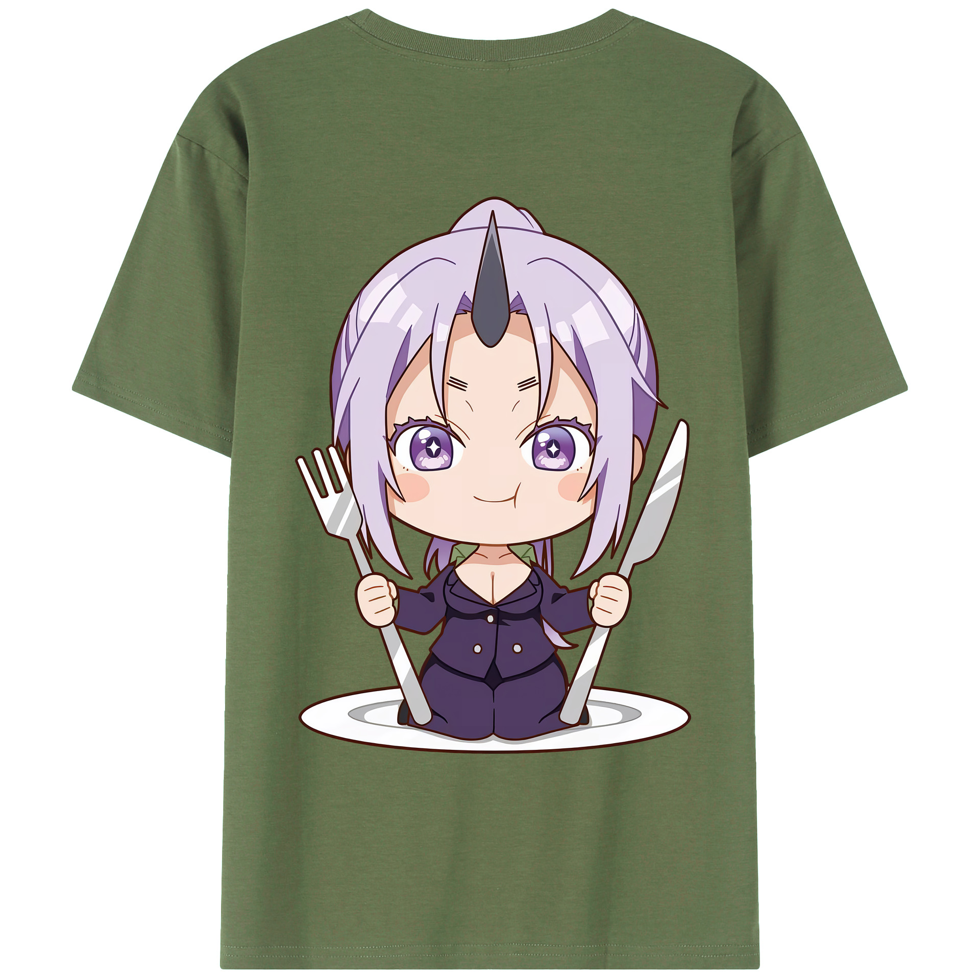 （画像用） 転スラ Regarding Reincarnated to Slime 綿100％ メンズ半袖Tシャツ（バックプリント） 通気性